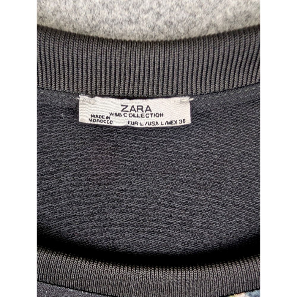 Zara Floral Varsity Number 9 Jersey Top Black Short Sleeve Pockets Woman - Picture 9 of 15
